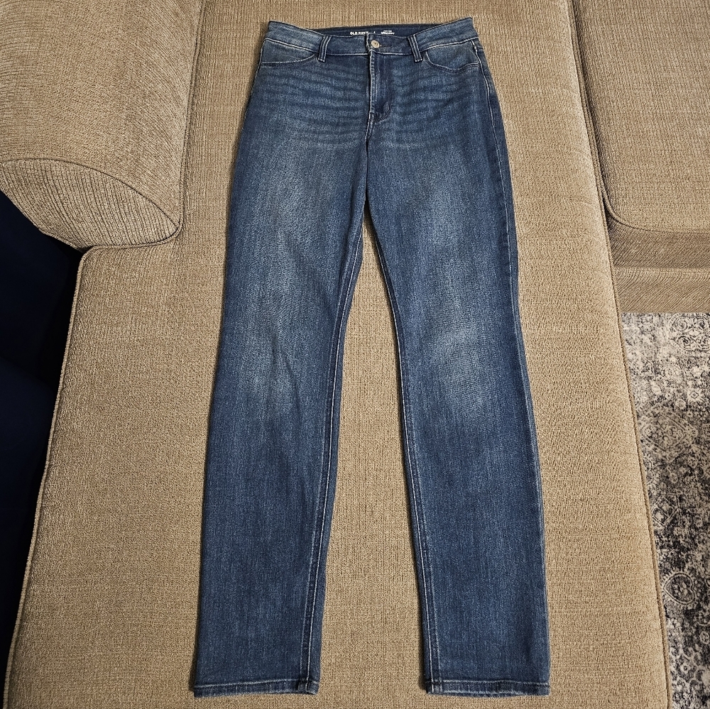 Old Navy High Rise Straight Leg Casual Classic Blue Denim Jeans Size 4